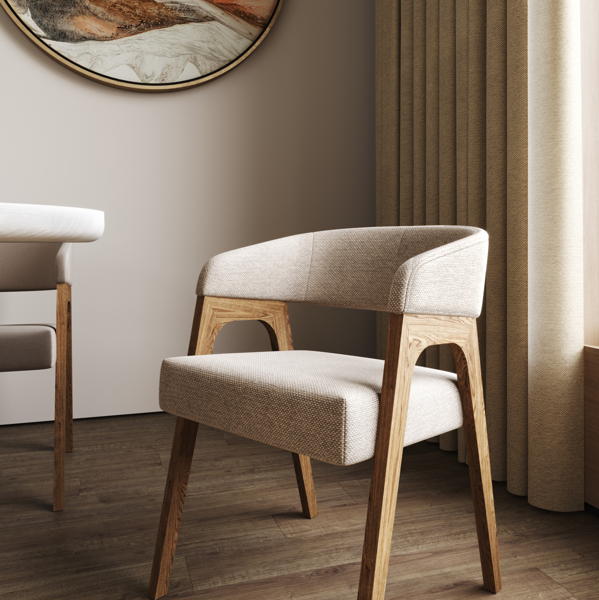 На волне тренда - стулья из массива в светлой столовой